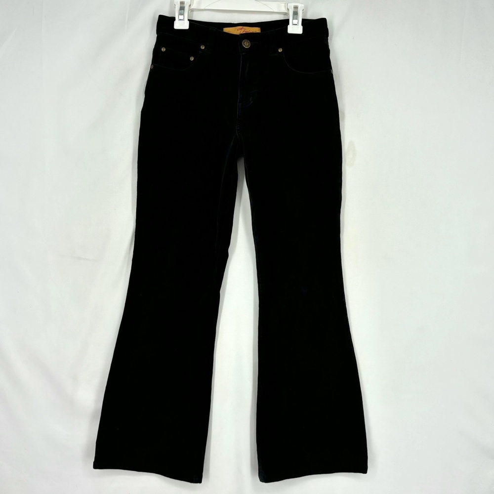 Thalia Sodi Girls Size 12 Pants Black Velvet Stretch Cotton Boot Leg 5 Pocket